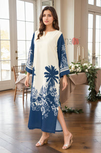 Azure Tropical Vibe Kaftan Dress