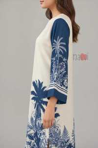 Azure Tropical Vibe Kaftan Dress