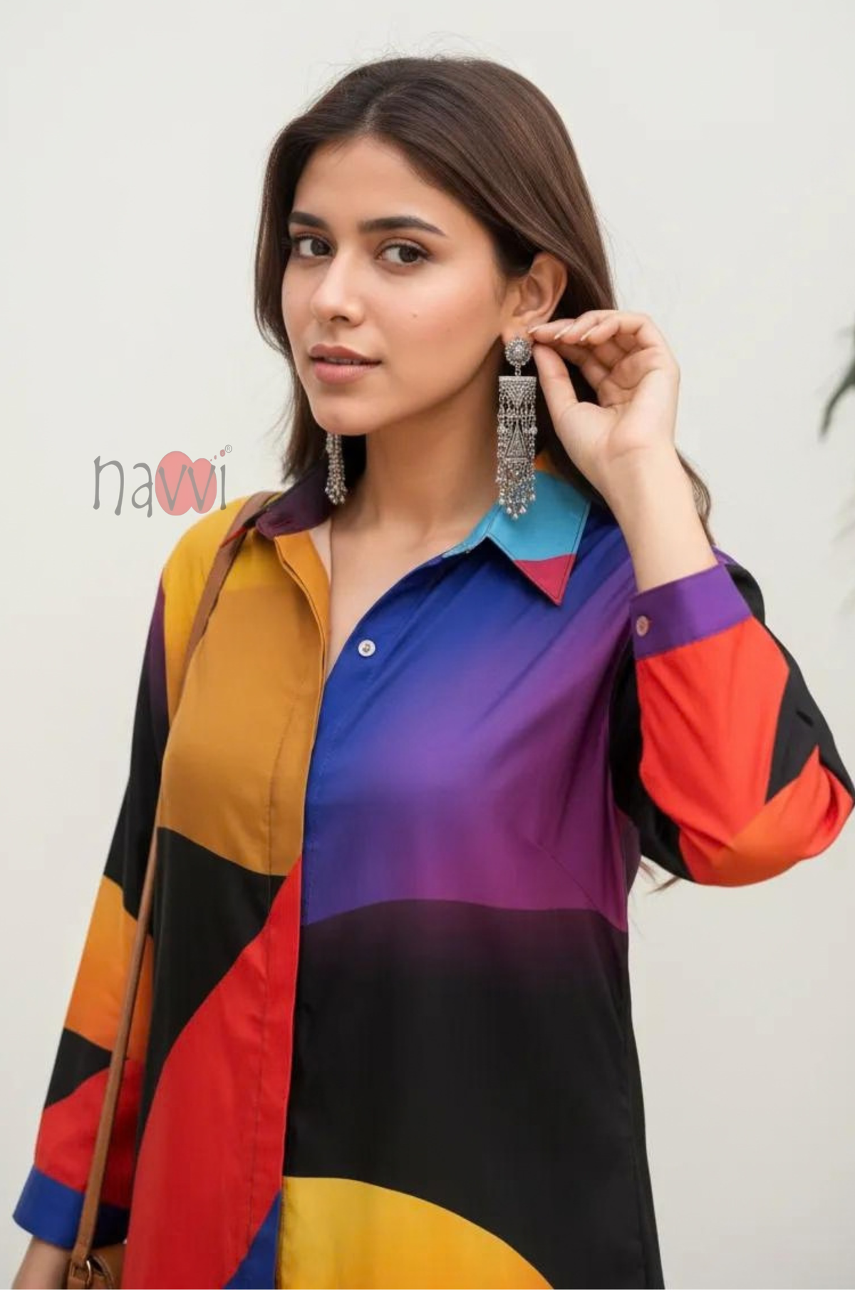 Multicolor Geometric Print Shirt Dress