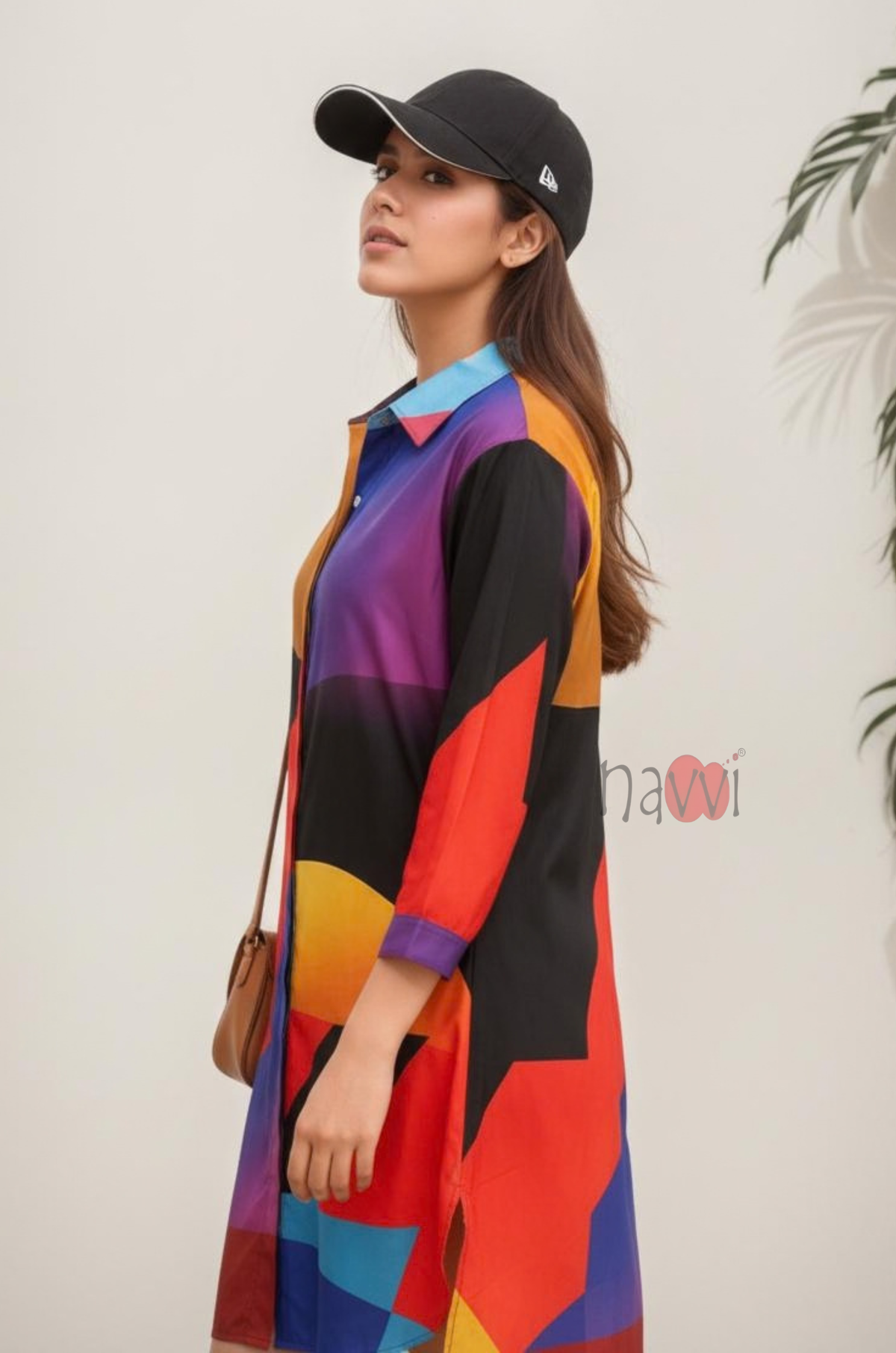 Multicolor Geometric Print Shirt Dress