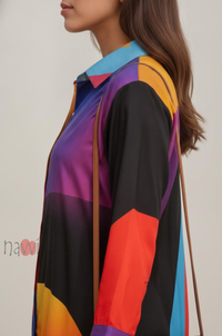 Multicolor Geometric Print Shirt Dress