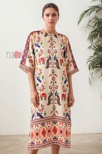Ethnic Folk Art Printed Kaftan Dress