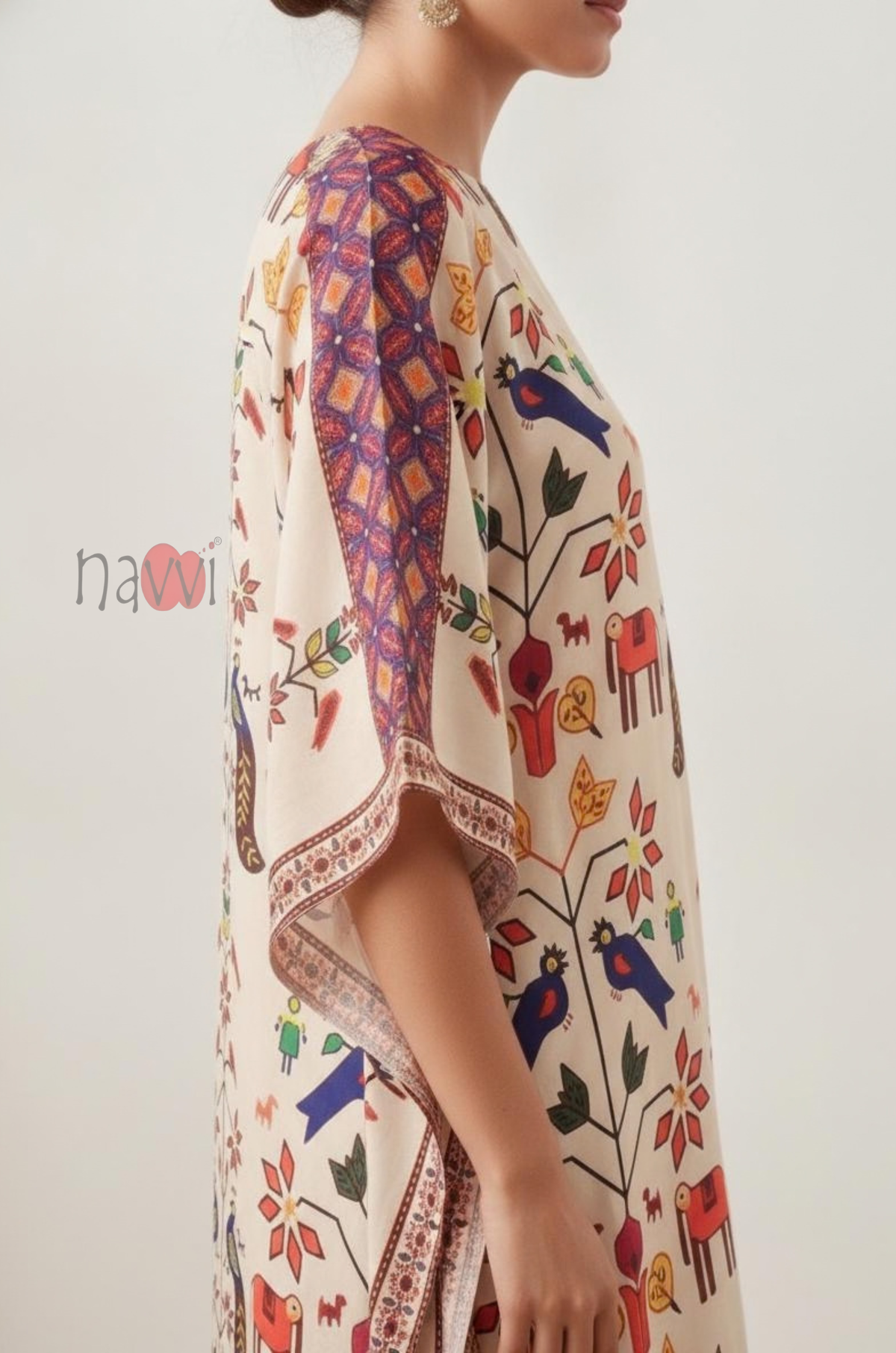 Ethnic Folk Art Printed Kaftan Dress