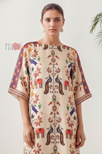 Ethnic Folk Art Printed Kaftan Dress