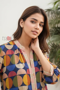 Multicolor Geometric Print Casual Shirt
