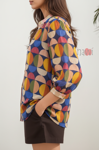 Multicolor Geometric Print Casual Shirt
