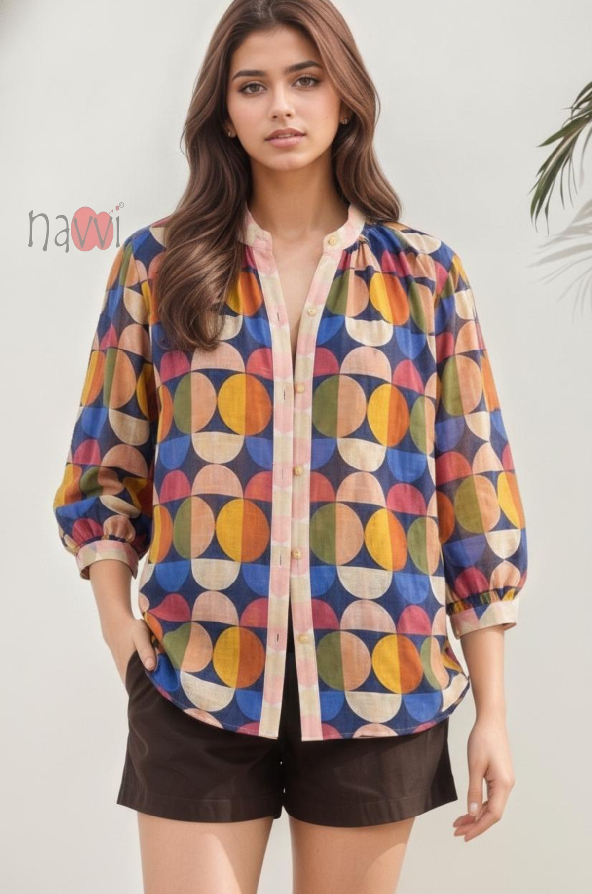 Multicolor Geometric Print Casual Shirt