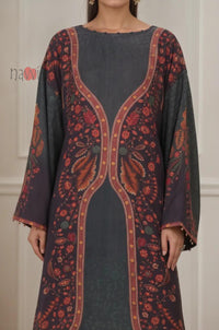 Charcoal Floral Printed Longline Kurta