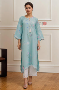 Mint Blossom Embroidered Kurta