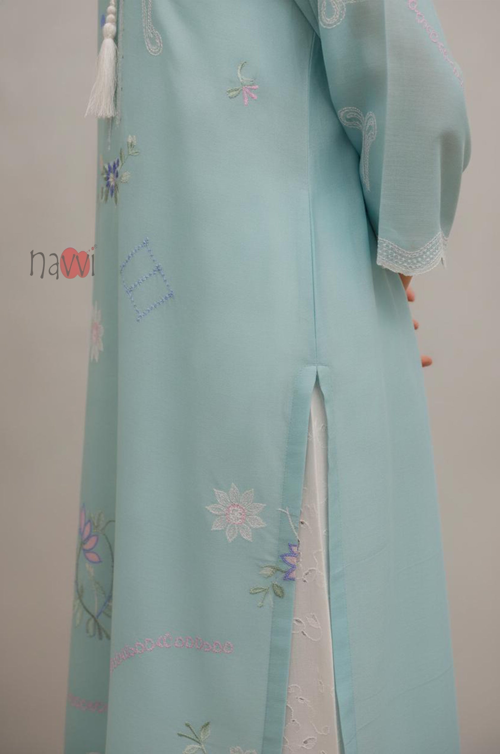 Mint Blossom Embroidered Kurta