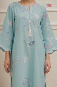 Mint Blossom Embroidered Kurta