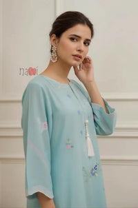 Mint Blossom Embroidered Kurta