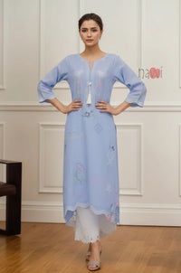 Lavender Bloom Embroidered Kurta