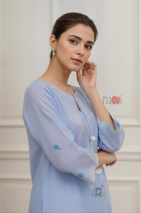 Lavender Bloom Embroidered Kurta