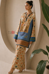 Ivory Floral Printed Kurta Palazzo Set