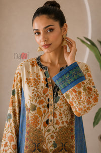 Ivory Floral Printed Kurta Palazzo Set