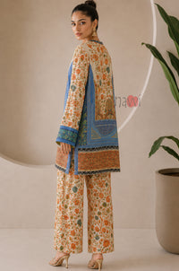 Ivory Floral Printed Kurta Palazzo Set
