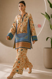 Ivory Floral Printed Kurta Palazzo Set