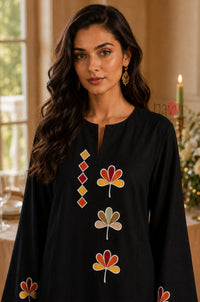 Midnight Floral Embroidered Kaftan - Navvi.in