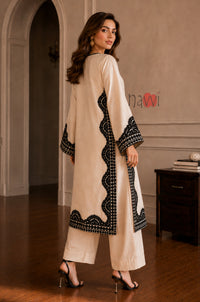 Ivory Noir Border Embroidered Kurta Pant Set