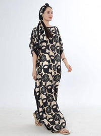 Black Meraki Kaftan Dress with Scarf