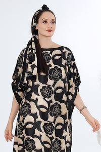 Black Meraki Kaftan Dress with Scarf
