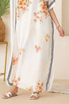 Floral Plunge Kaftan Dress with Scarf