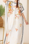 Floral Plunge Kaftan Dress with Scarf