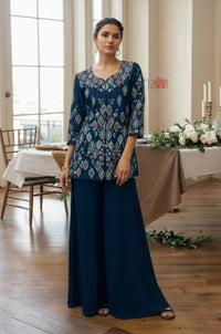 Midnight Bloom Printed Kurta Sharara Set