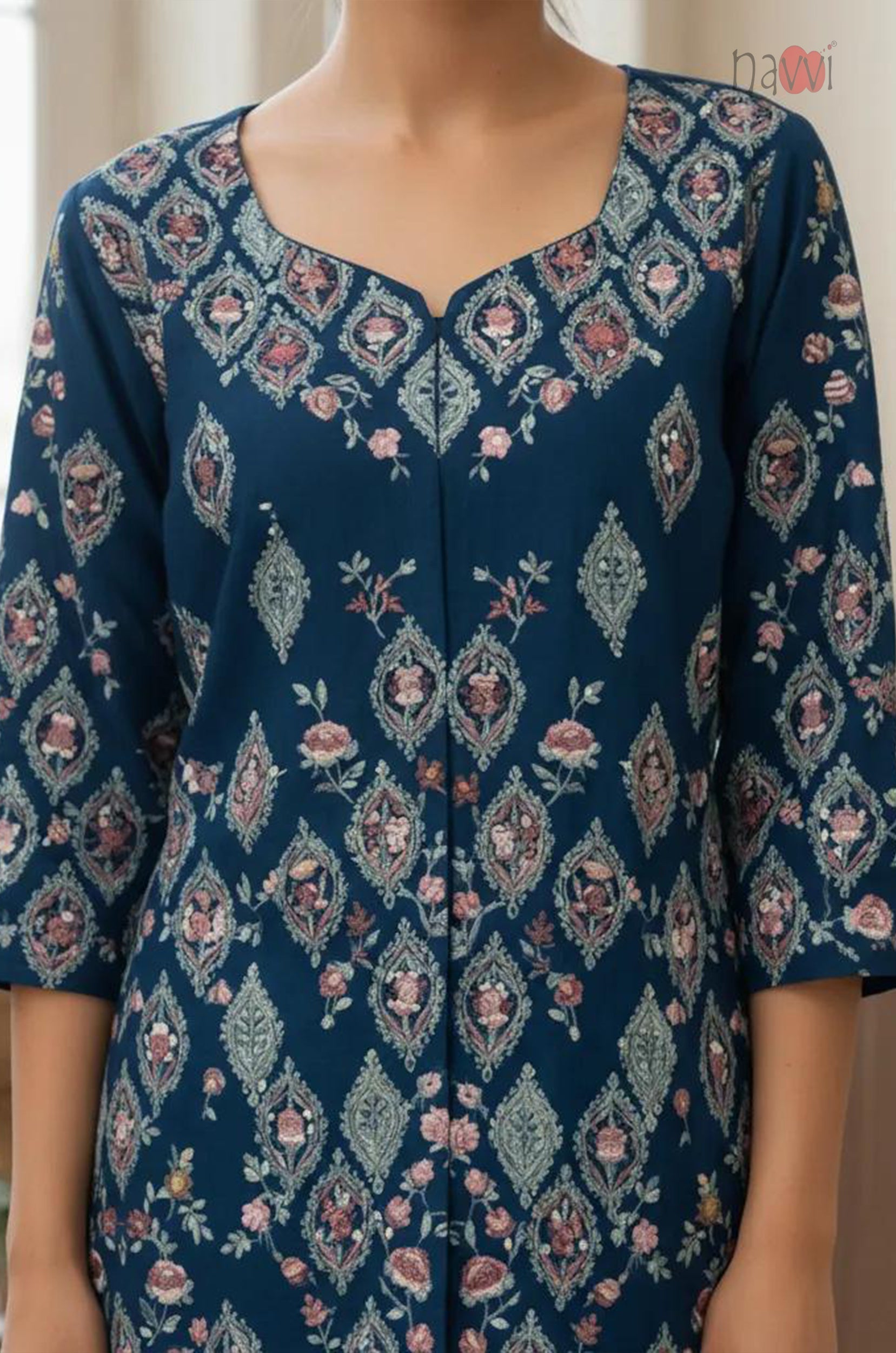 Midnight Bloom Printed Kurta Sharara Set