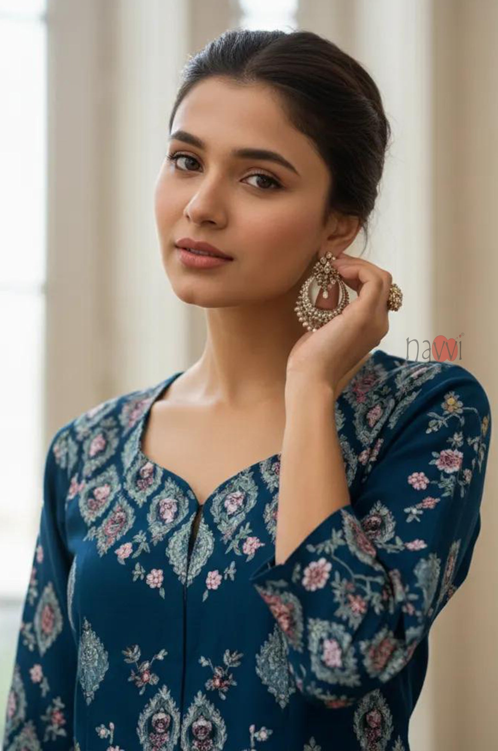 Midnight Bloom Printed Kurta Sharara Set
