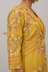 Women's Mustard Embroidered Kurta Palazzo