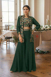 Bottle Green Embroidered Co-Ord Set
