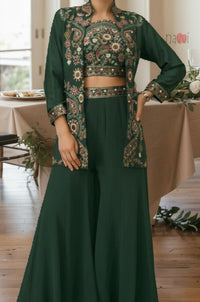 Bottle Green Embroidered Co-Ord Set
