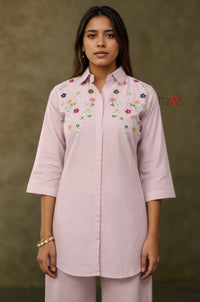 Blush Bloom Embroidered Kurta Pant Set