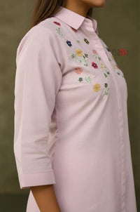 Blush Bloom Embroidered Kurta Pant Set
