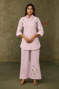 Blush Bloom Embroidered Kurta Pant Set