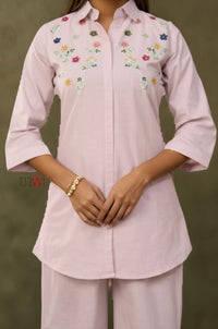 Blush Bloom Embroidered Kurta Pant Set