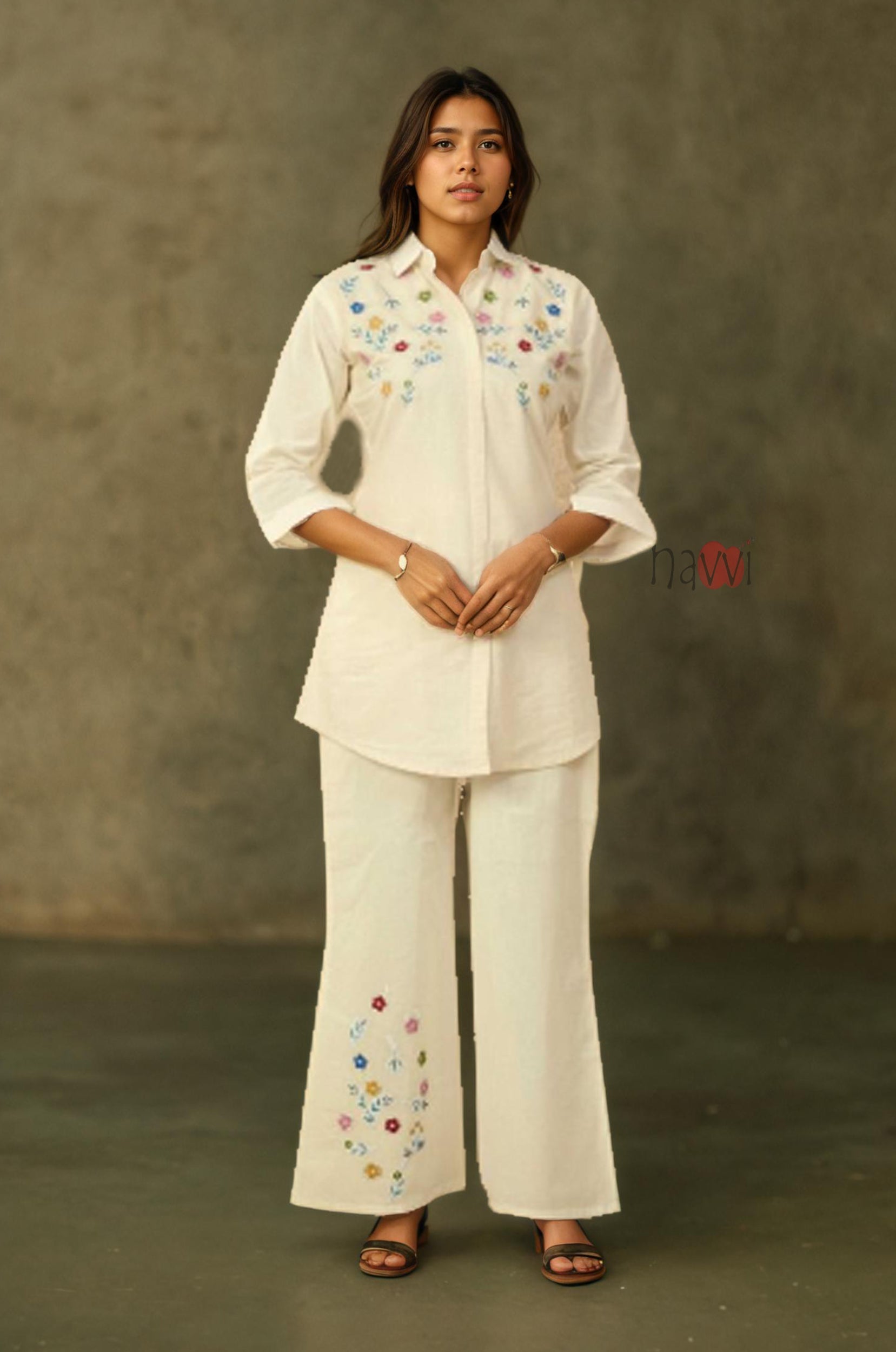 Ivory Garden Embroidered Kurta with Pant
