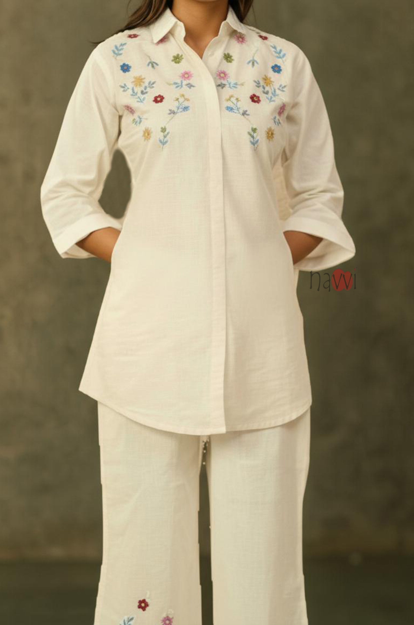 Ivory Garden Embroidered Kurta with Pant
