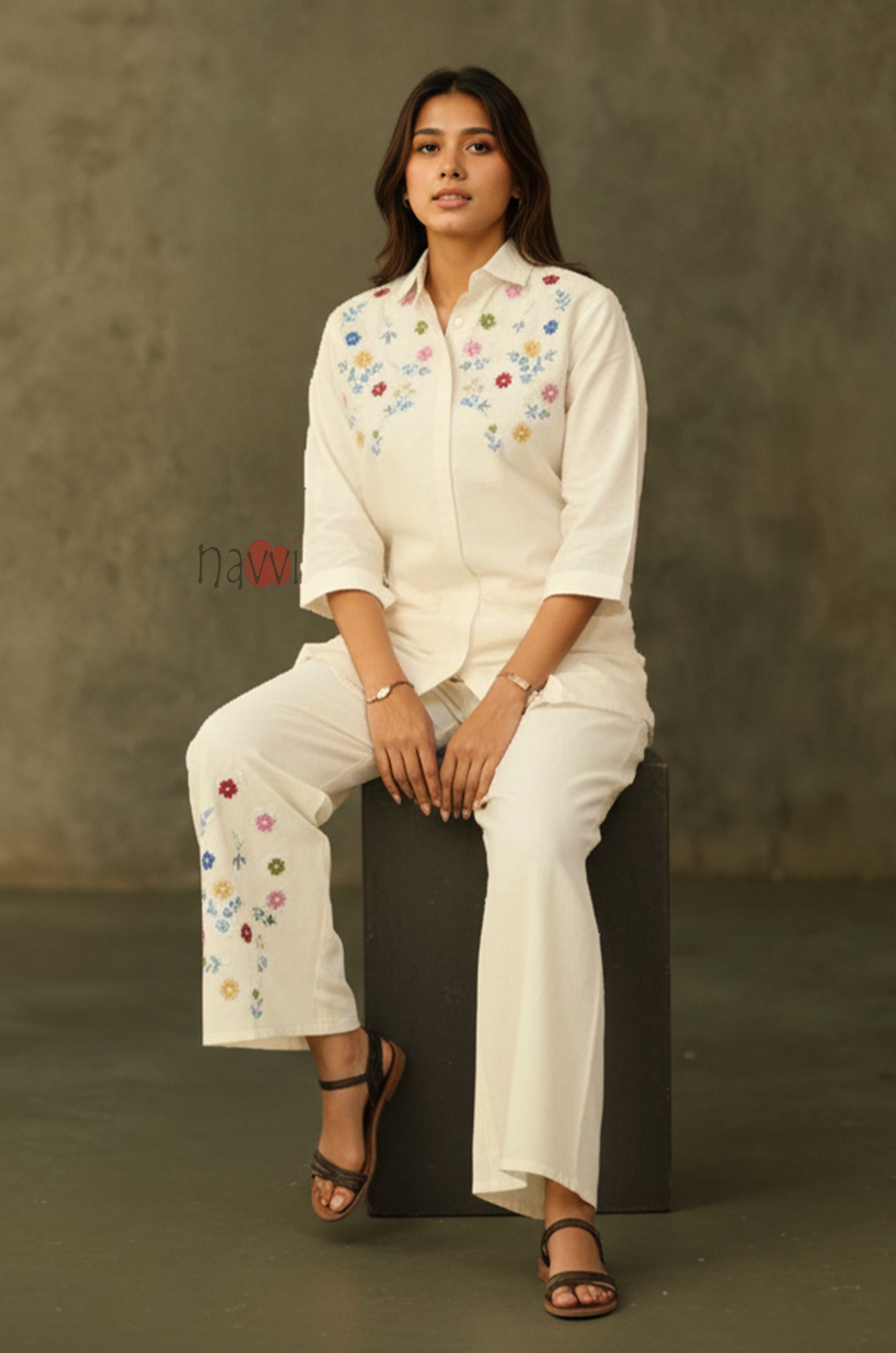 Ivory Garden Embroidered Kurta with Pant