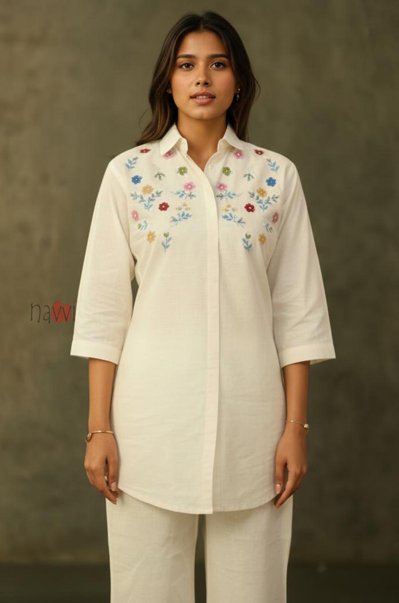 Ivory Garden Embroidered Kurta with Pant