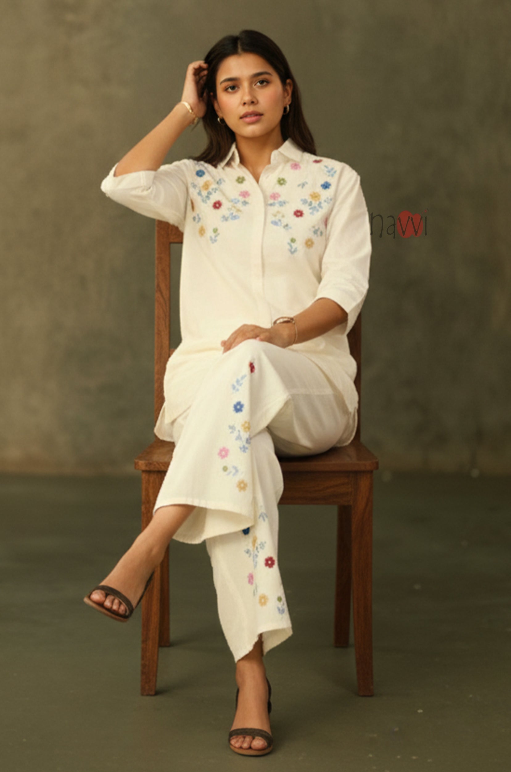 Ivory Garden Embroidered Kurta with Pant