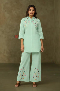 Mint Green Embroidered Kurta with Pant