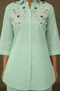 Mint Green Embroidered Kurta with Pant