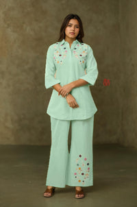 Mint Green Embroidered Kurta with Pant