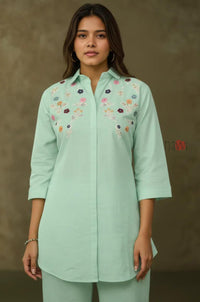 Mint Green Embroidered Kurta with Pant