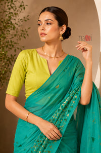 Turquoise Grace Foil Border Saree
