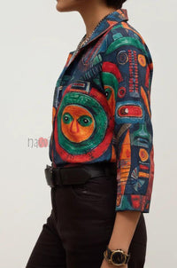 Urban Eclipse Abstract Linen Shirt Top - Navvi.in