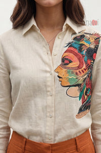 Tribal Muse Artistic Linen Shirt - Navvi.in